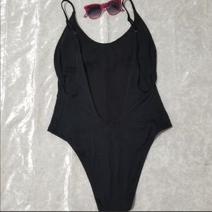 Aerie Black One Piece Ribbed Swimsuit